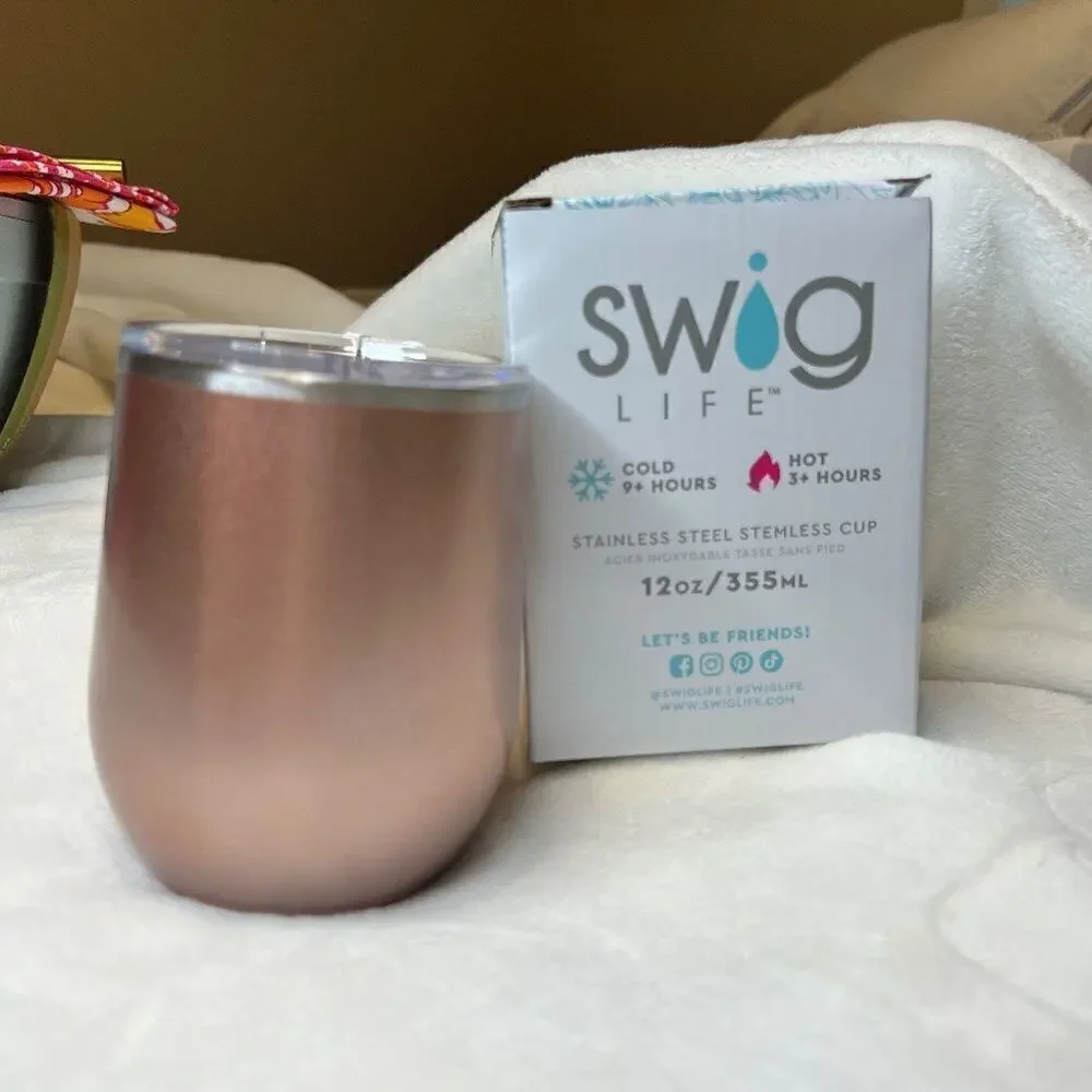 SWIG stainless steel rose gold stemless 12 oz cup NEW!